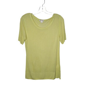 Reiss Womens sz Lg neon yellow green short sleeve t shirt top blouse modal